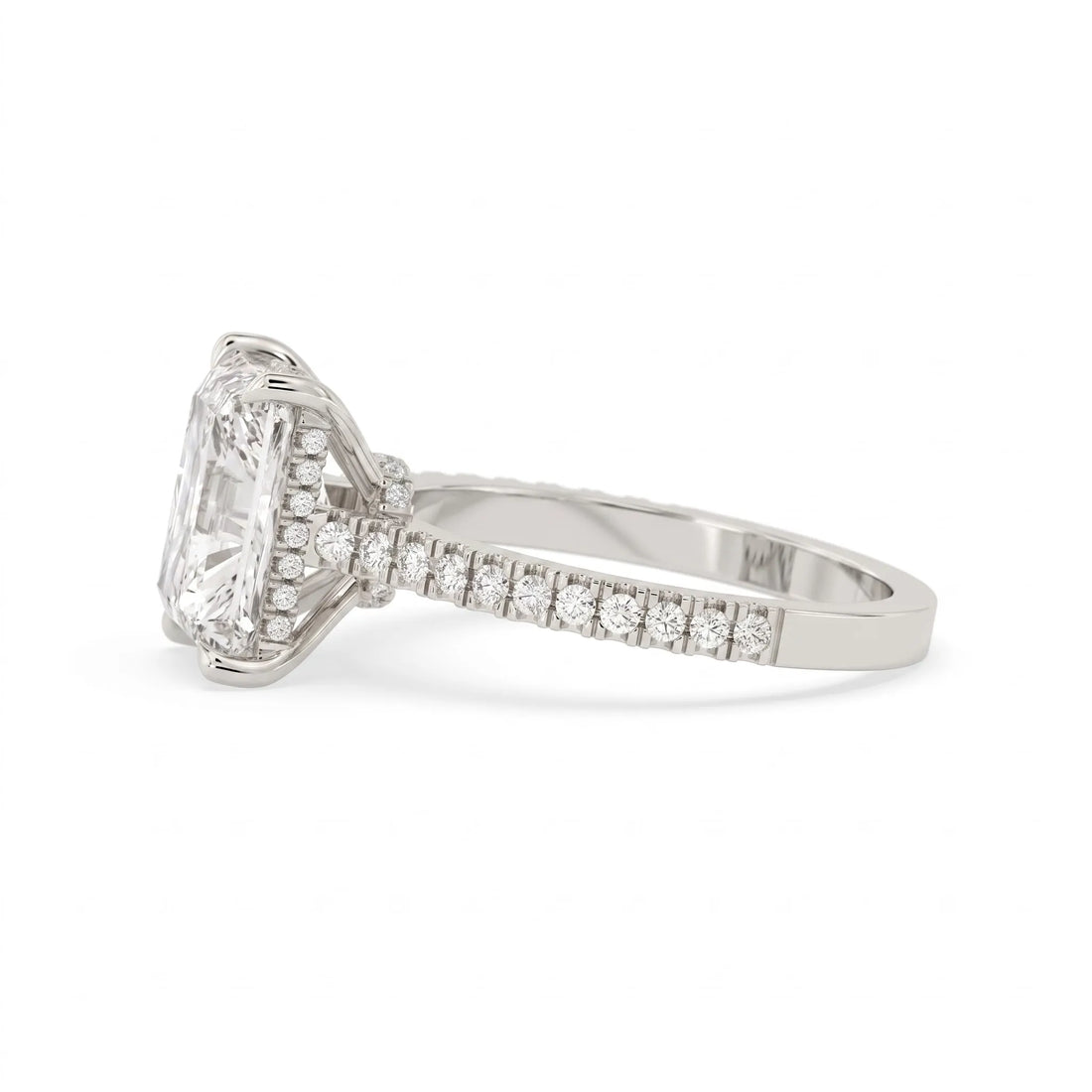 OctaPearl 3.5 ct Radiant Hidden Halo Pavé Lab Grown Diamond Engagement Ring