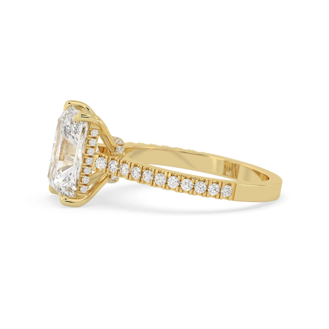 OctaPearl 3.5 ct Radiant Hidden Halo Pavé Lab Grown Diamond Engagement Ring