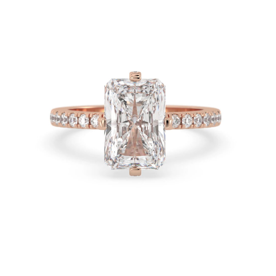 OctaPearl Radiant Cut Lab Grown Diamond Hidden Halo Pavé Engagement Ring