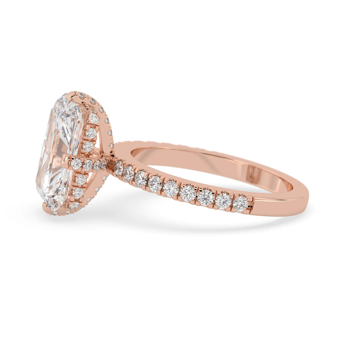OctaPearl Radiant Cut Lab Grown Diamond Hidden Halo Pavé Engagement Ring