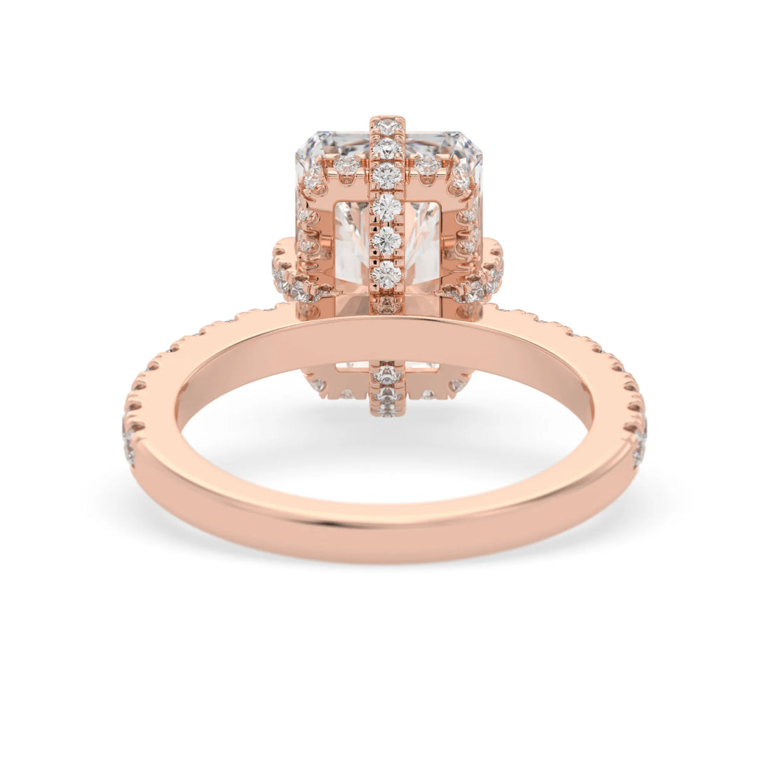 OctaPearl Radiant Cut Lab Grown Diamond Hidden Halo Pavé Engagement Ring