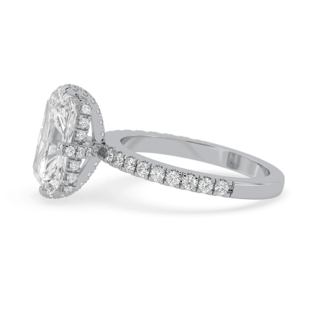 OctaPearl Radiant Cut Lab Grown Diamond Hidden Halo Pavé Engagement Ring
