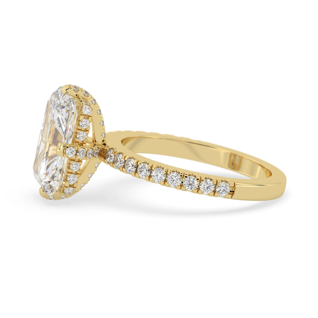 OctaPearl Radiant Cut Lab Grown Diamond Hidden Halo Pavé Engagement Ring