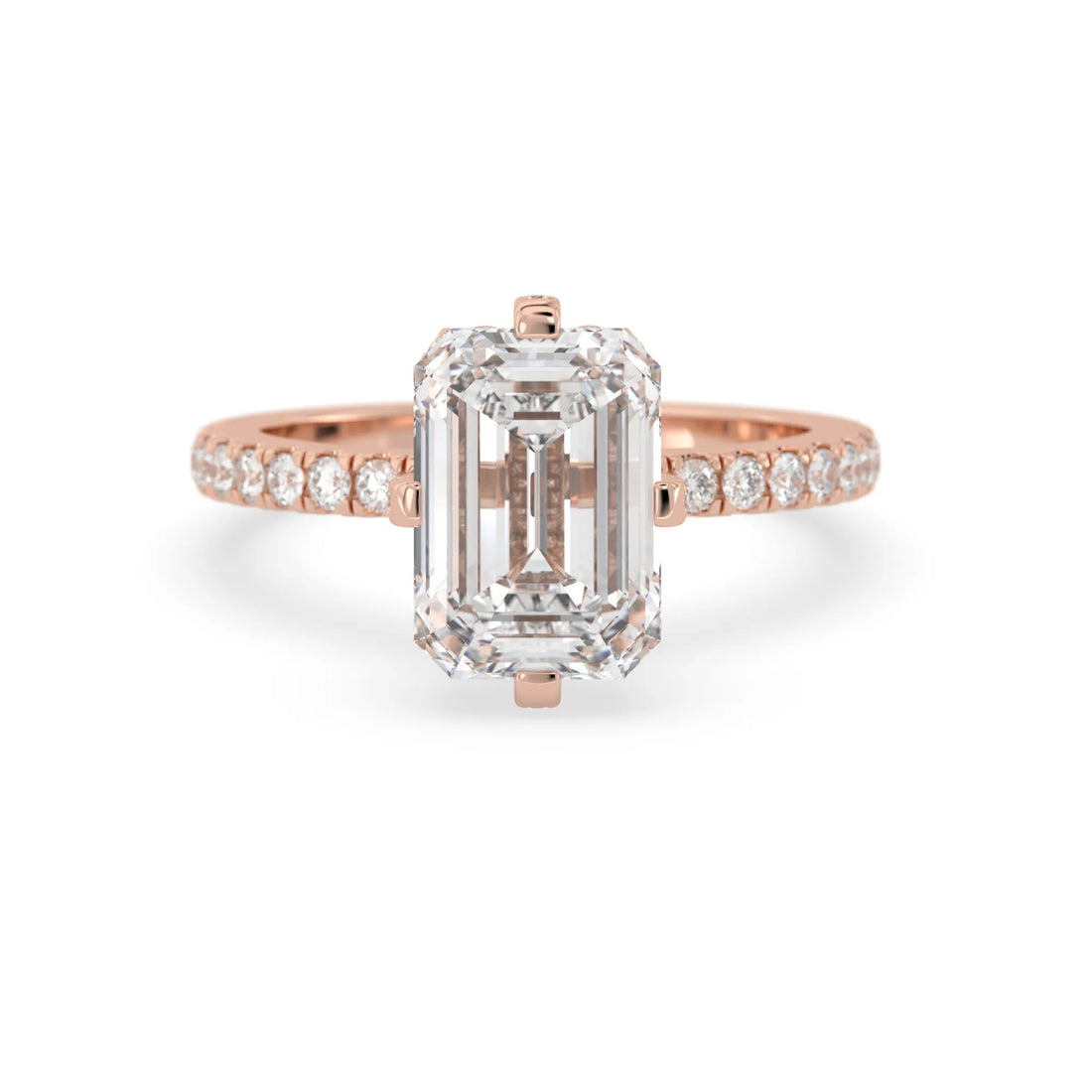 OctaPearl 4 ct Radiant Cut Hidden Halo Side Stone Lab Grown Diamond Engagement Ring