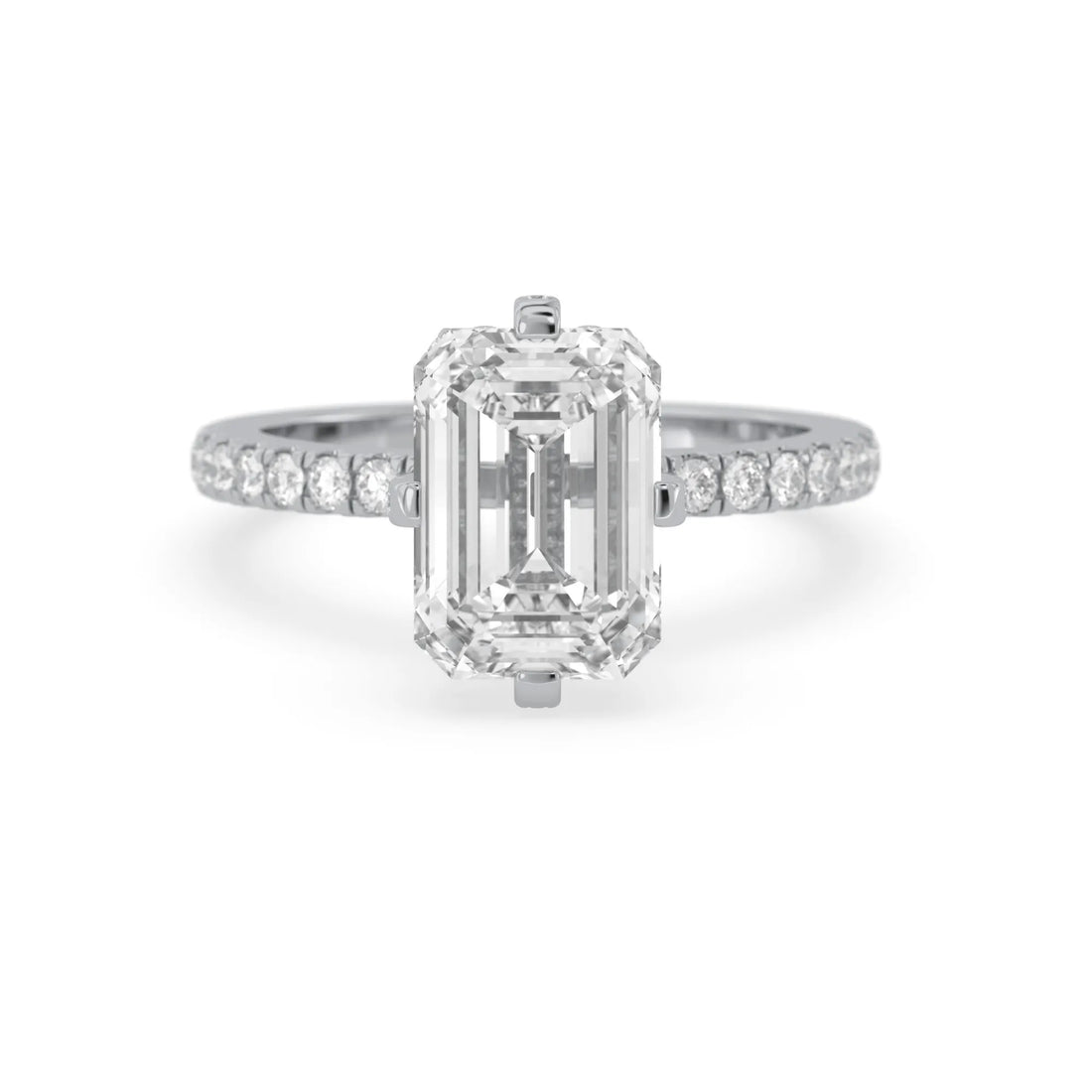 OctaPearl 4 ct Radiant Cut Hidden Halo Side Stone Lab Grown Diamond Engagement Ring