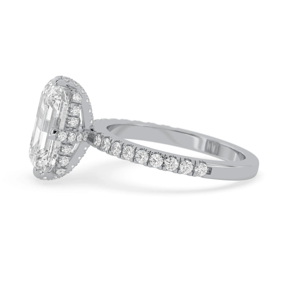 OctaPearl 4 ct Radiant Cut Hidden Halo Side Stone Lab Grown Diamond Engagement Ring