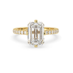 OctaPearl 4 ct Radiant Cut Hidden Halo Side Stone Lab Grown Diamond Engagement Ring