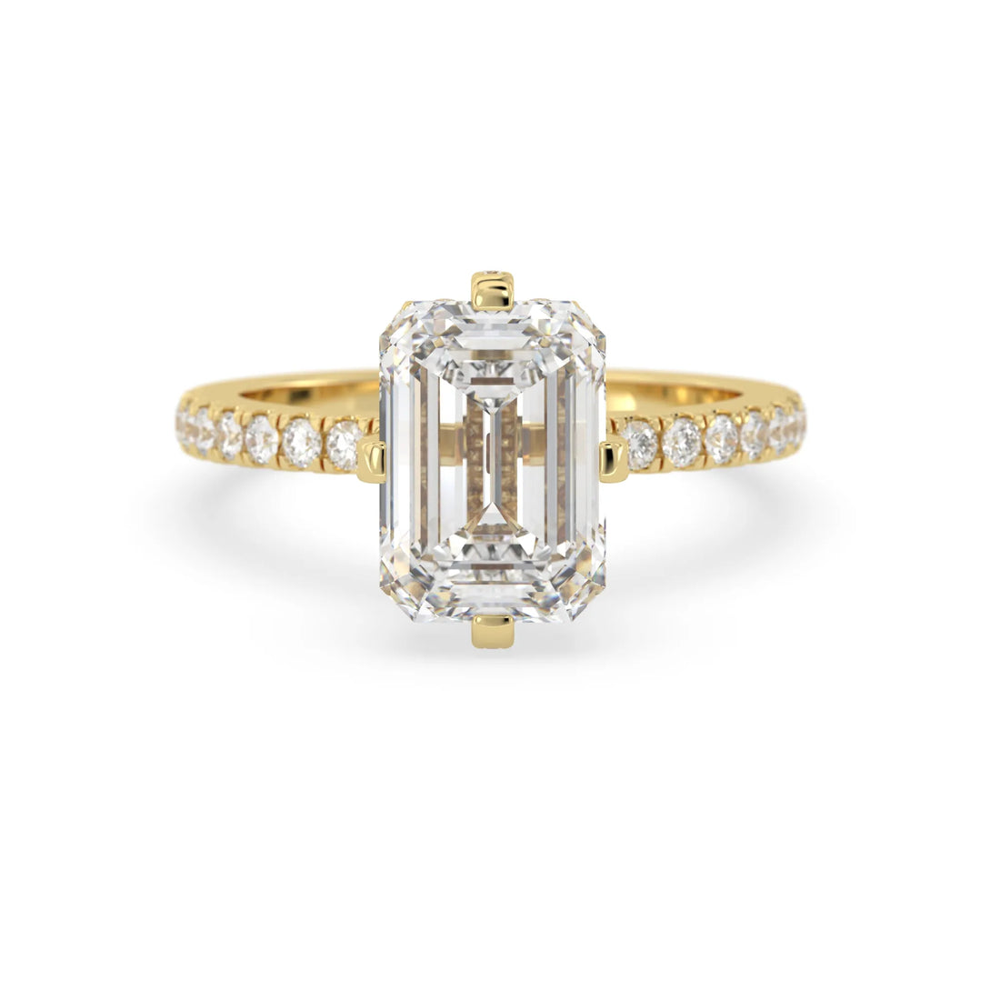 OctaPearl 4 ct Radiant Cut Hidden Halo Side Stone Lab Grown Diamond Engagement Ring