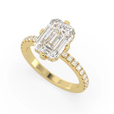 OctaPearl 4 ct Radiant Cut Hidden Halo Side Stone Lab Grown Diamond Engagement Ring - alternate view
