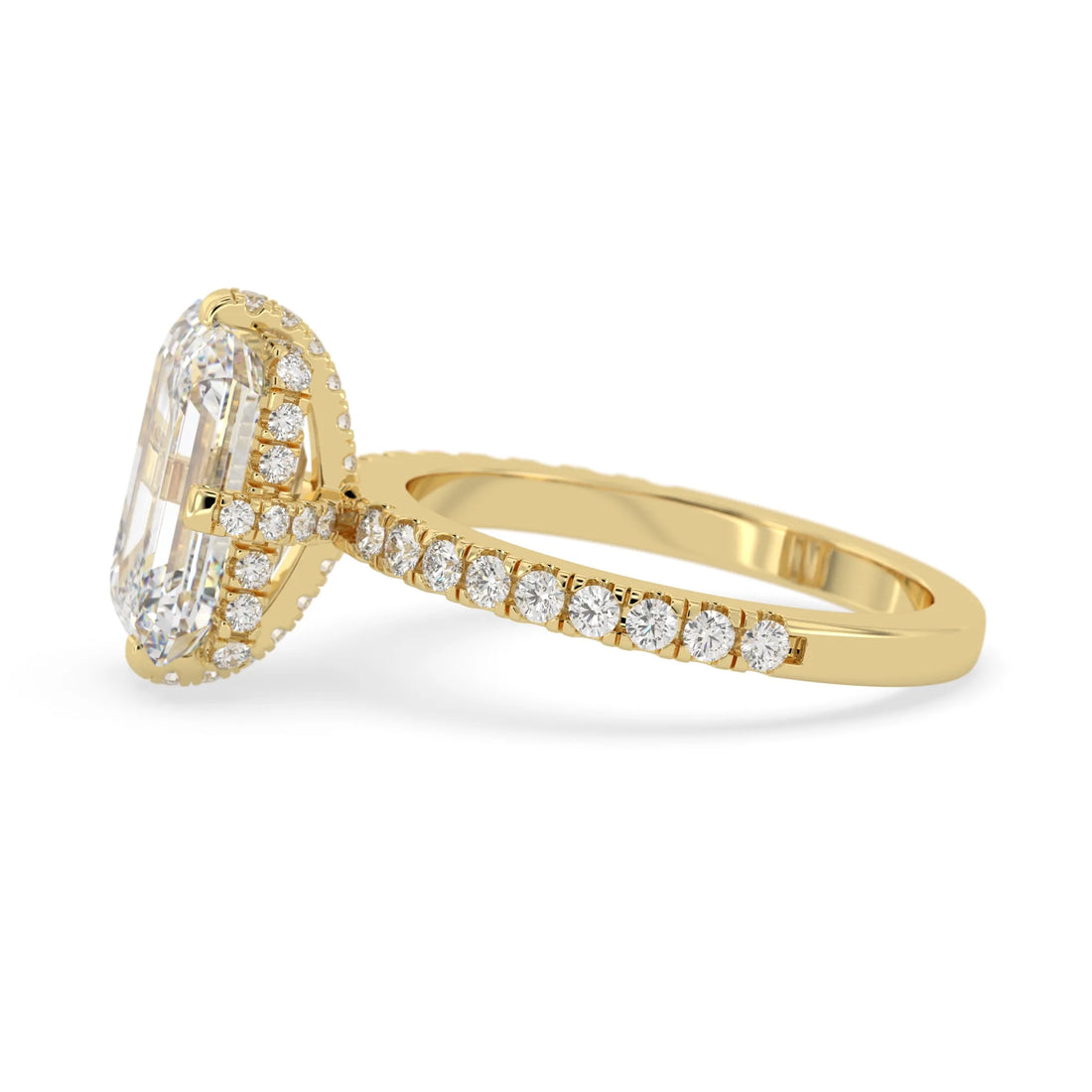 OctaPearl 4 ct Radiant Cut Hidden Halo Side Stone Lab Grown Diamond Engagement Ring
