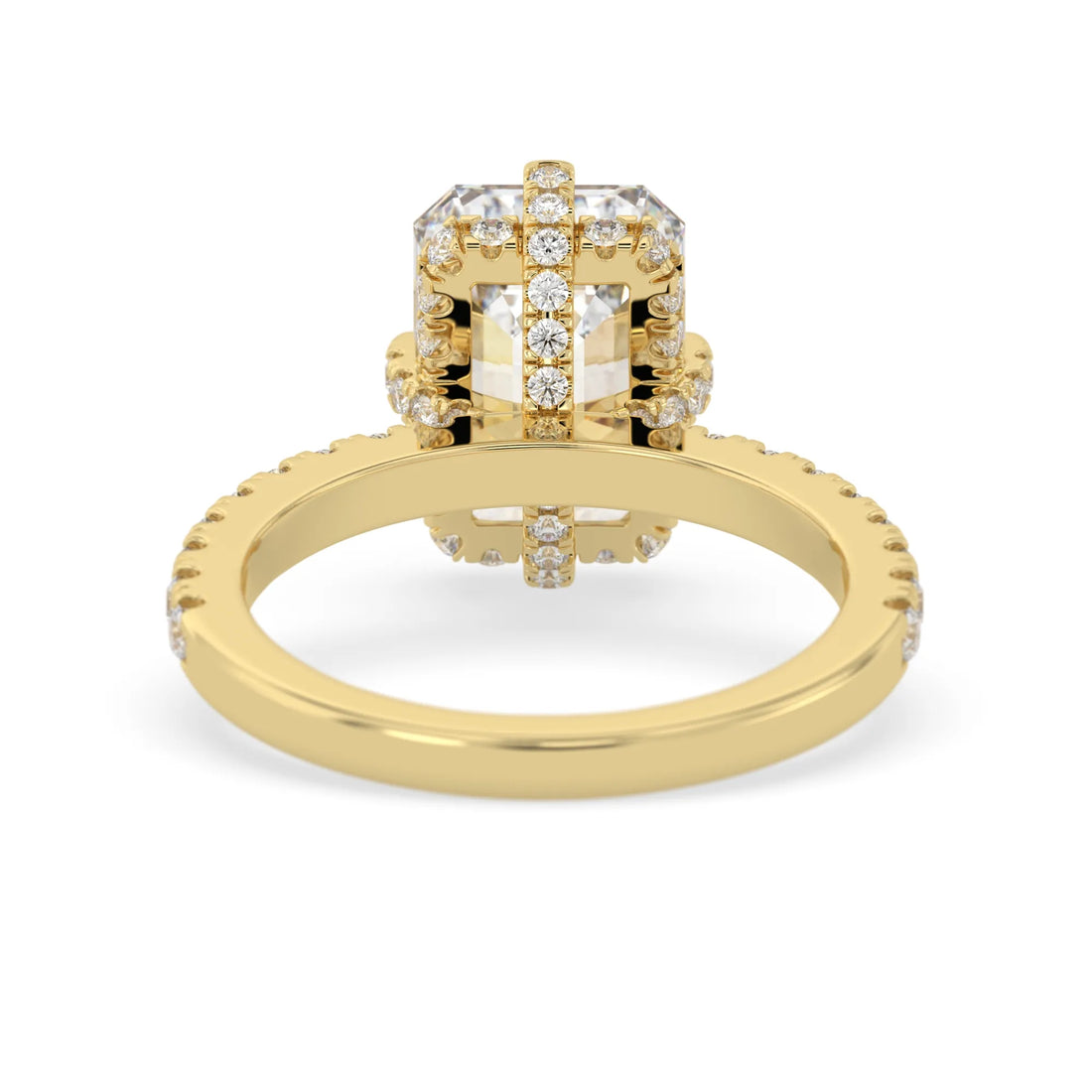 OctaPearl 4 ct Radiant Cut Hidden Halo Side Stone Lab Grown Diamond Engagement Ring