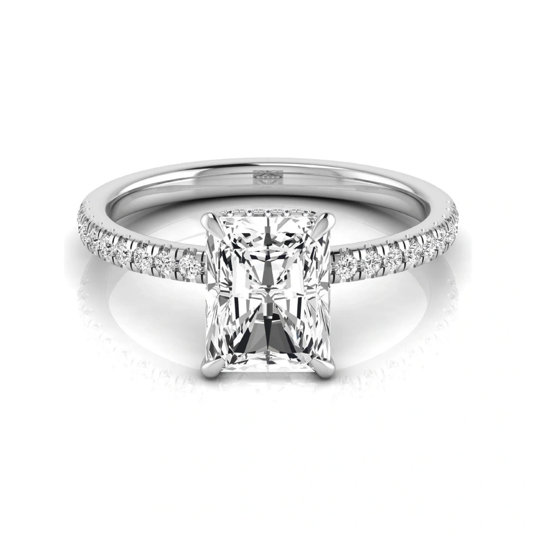 OctaPearl 2.5 ct Radiant Hidden Halo Side Stone Lab Grown Diamond Engagement Ring