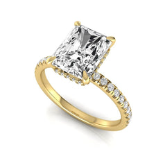 OctaPearl 2.5 ct Radiant Hidden Halo Side Stone Lab Grown Diamond Engagement Ring - alternate view