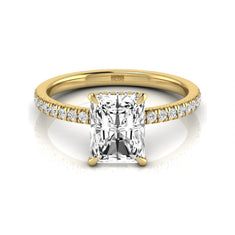 OctaPearl 2.5 ct Radiant Hidden Halo Side Stone Lab Grown Diamond Engagement Ring
