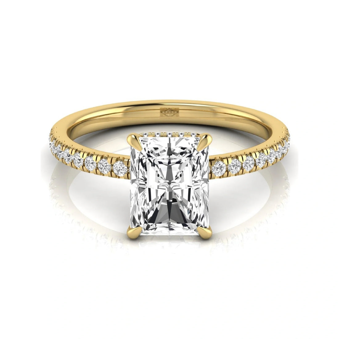 OctaPearl 2.5 ct Radiant Hidden Halo Side Stone Lab Grown Diamond Engagement Ring