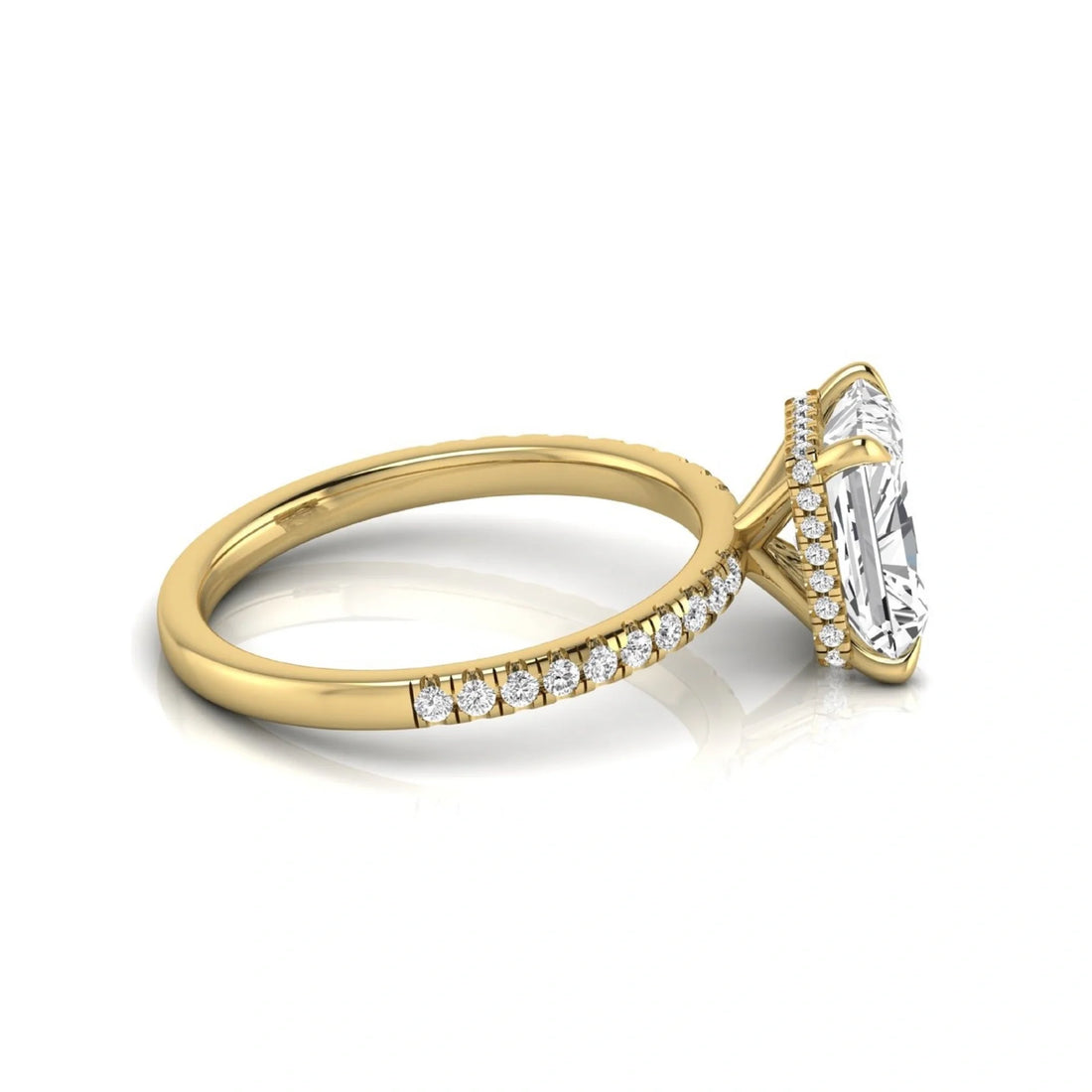 OctaPearl 2.5 ct Radiant Hidden Halo Side Stone Lab Grown Diamond Engagement Ring