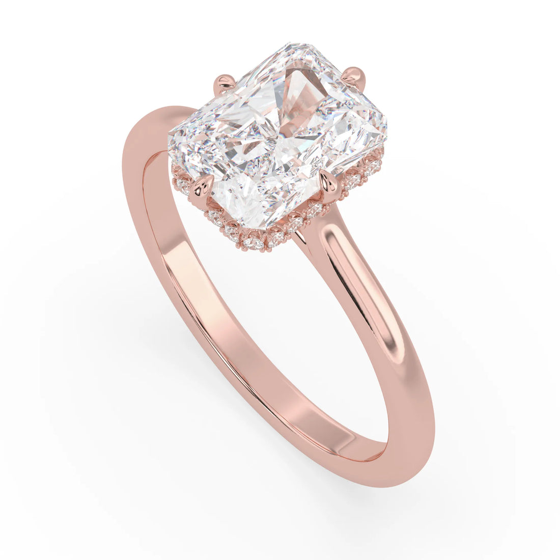 OctaPearl 2.5 ct Radiant Lab Grown Diamond Hidden Halo Engagement Ring