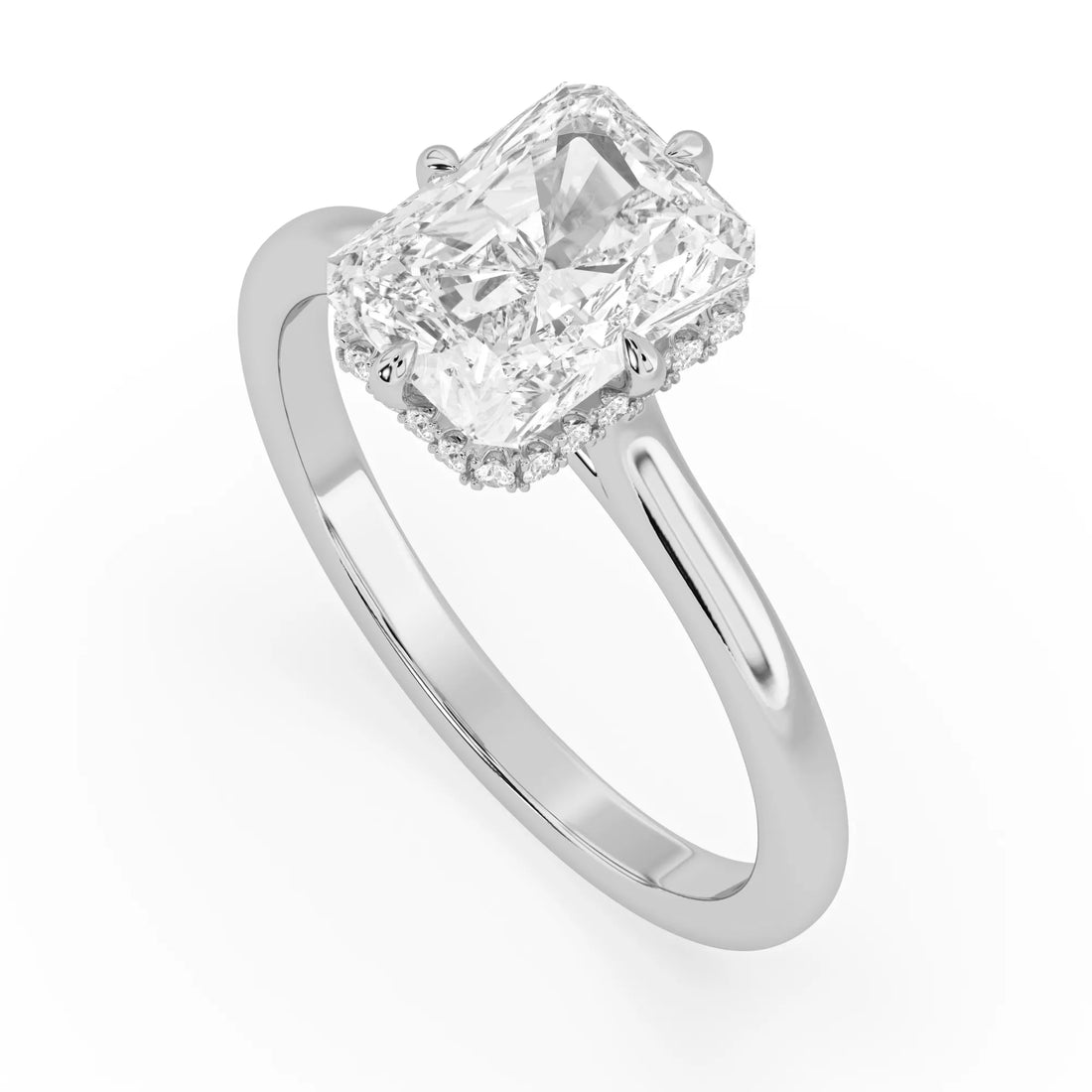 OctaPearl 2.5 ct Radiant Lab Grown Diamond Hidden Halo Engagement Ring