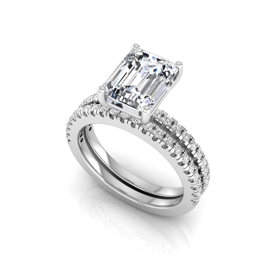 OctaPearl 2.5 ct Radiant Lab Grown Diamond Double Pavé Bridal Ring Set