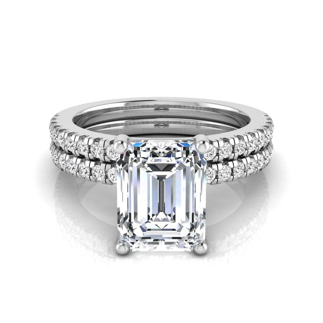 OctaPearl 2.5 ct Radiant Lab Grown Diamond Double Pavé Bridal Ring Set