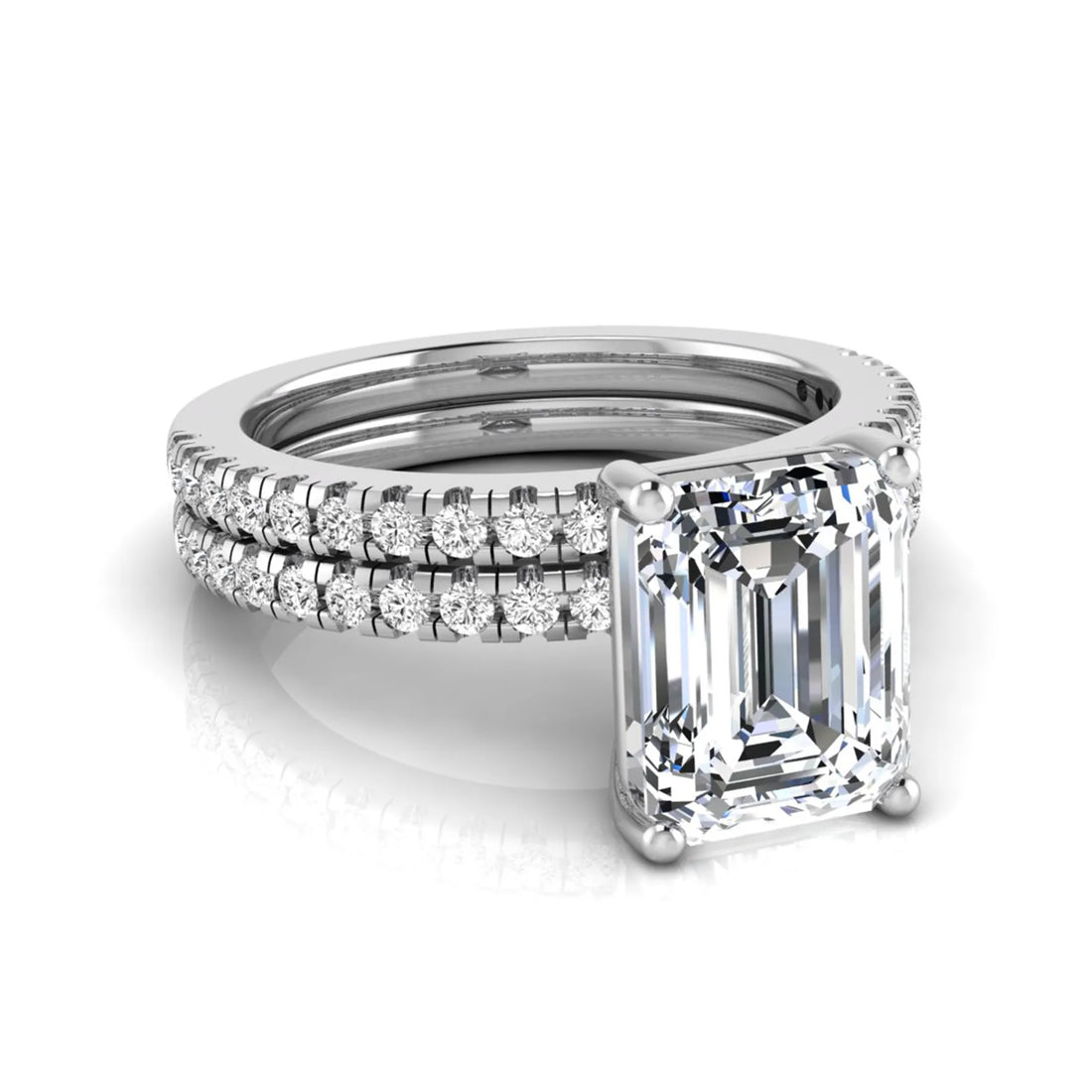 OctaPearl 2.5 ct Radiant Lab Grown Diamond Double Pavé Bridal Ring Set