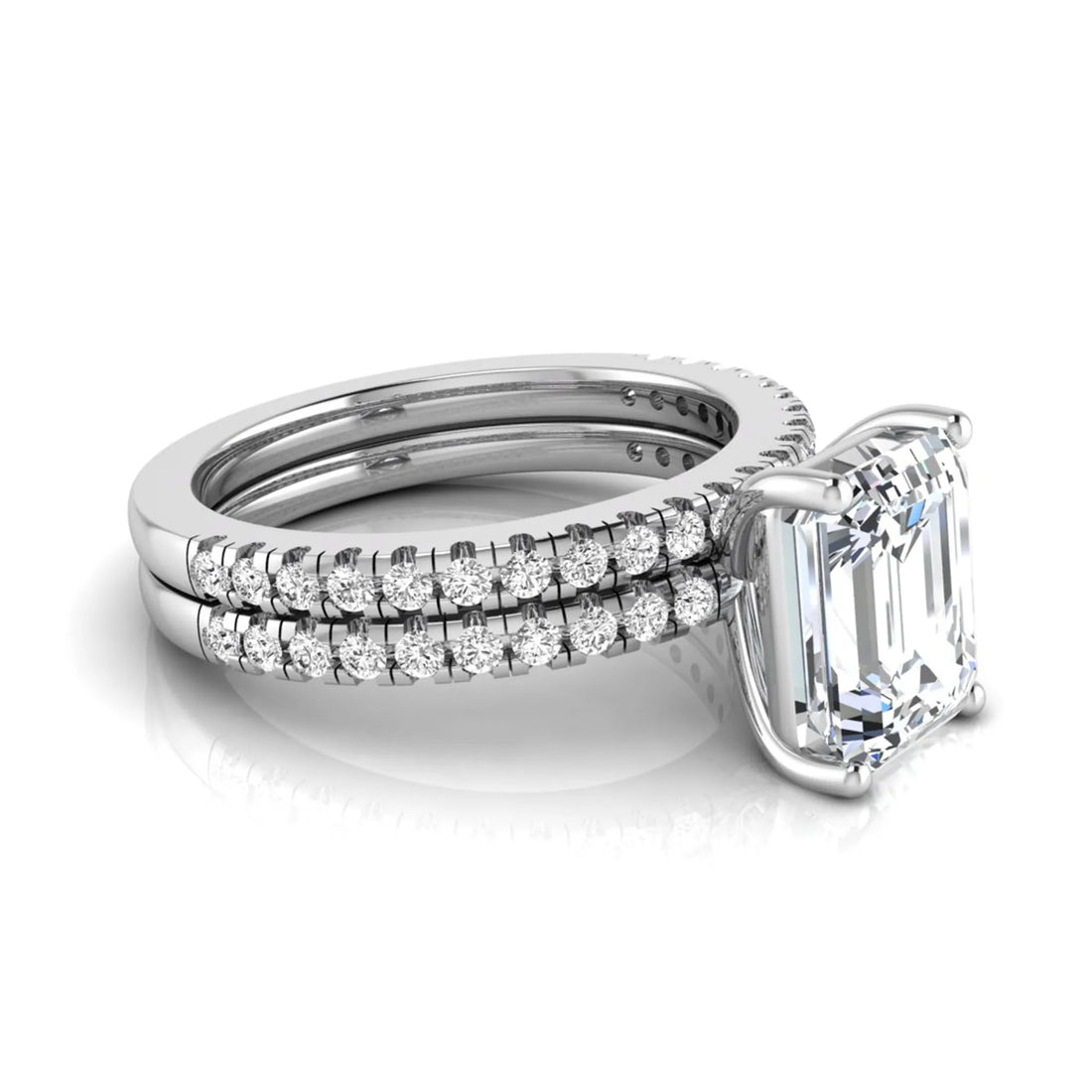 OctaPearl 2.5 ct Radiant Lab Grown Diamond Double Pavé Bridal Ring Set