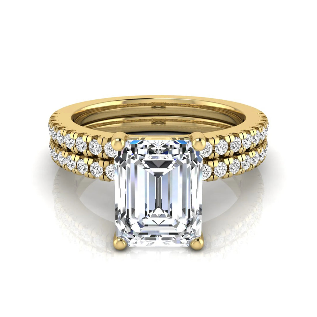 OctaPearl 2.5 ct Radiant Lab Grown Diamond Double Pavé Bridal Ring Set