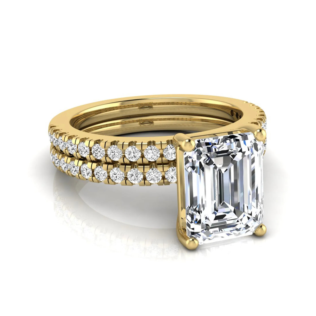OctaPearl 2.5 ct Radiant Lab Grown Diamond Double Pavé Bridal Ring Set