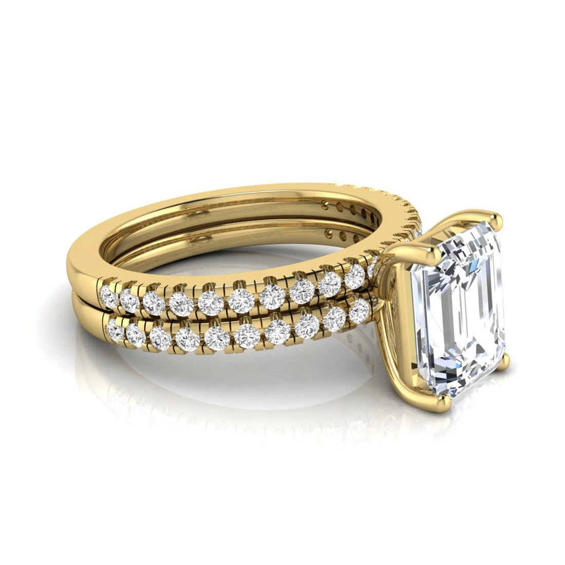 OctaPearl 2.5 ct Radiant Lab Grown Diamond Double Pavé Bridal Ring Set