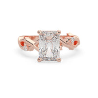 OctaPearl 3.50 ct Radiant Nature Inspire Lab Grown Diamond Three Stone Engagement Ring