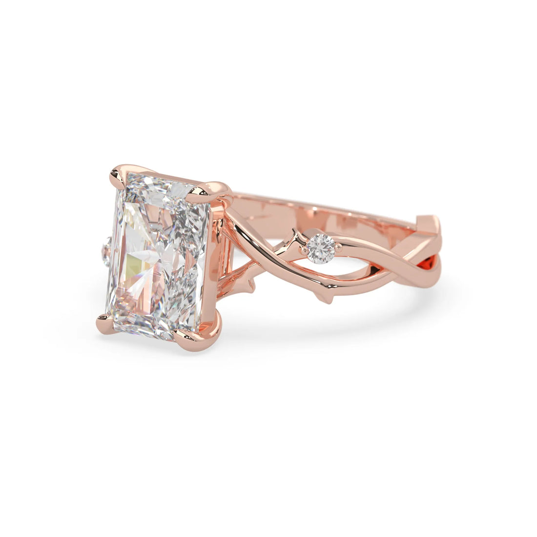 OctaPearl 3.50 ct Radiant Nature Inspire Lab Grown Diamond Three Stone Engagement Ring