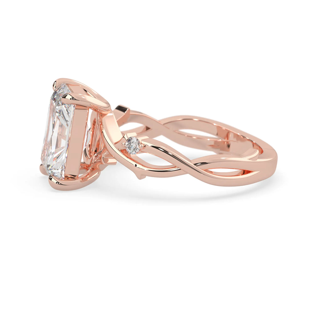 OctaPearl 3.50 ct Radiant Nature Inspire Lab Grown Diamond Three Stone Engagement Ring