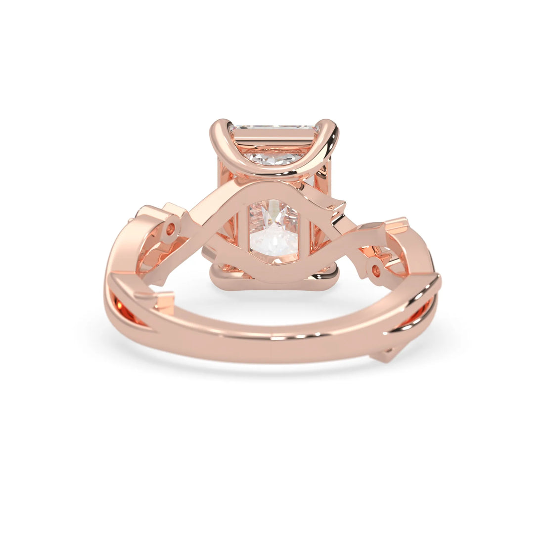 OctaPearl 3.50 ct Radiant Nature Inspire Lab Grown Diamond Three Stone Engagement Ring