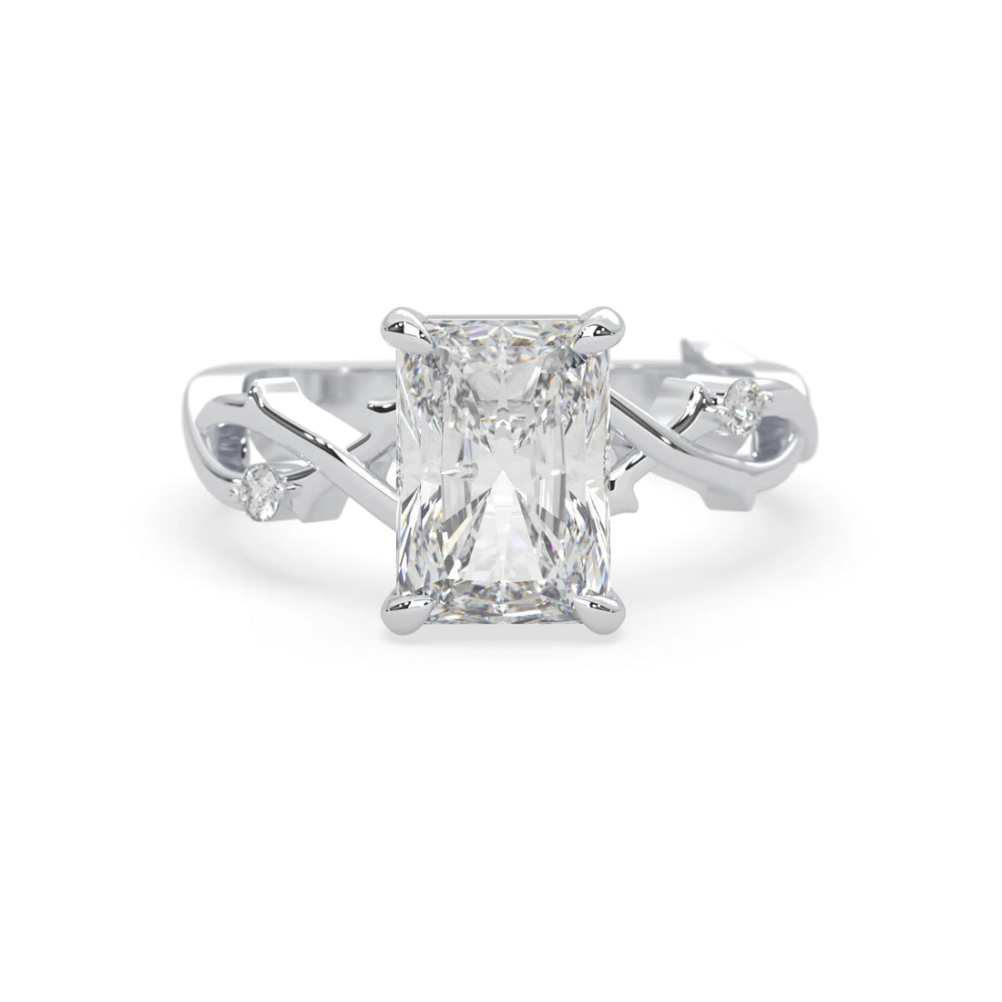 OctaPearl 3.50 ct Radiant Nature Inspire Lab Grown Diamond Three Stone Engagement Ring