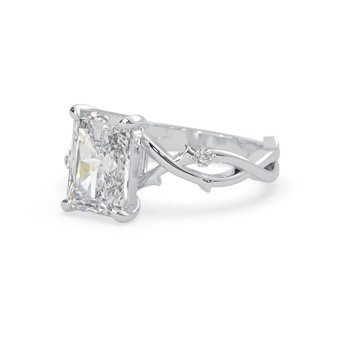 OctaPearl 3.50 ct Radiant Nature Inspire Lab Grown Diamond Three Stone Engagement Ring