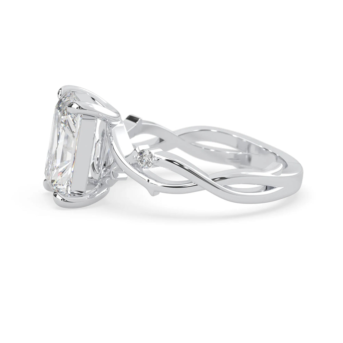 OctaPearl 3.50 ct Radiant Nature Inspire Lab Grown Diamond Three Stone Engagement Ring