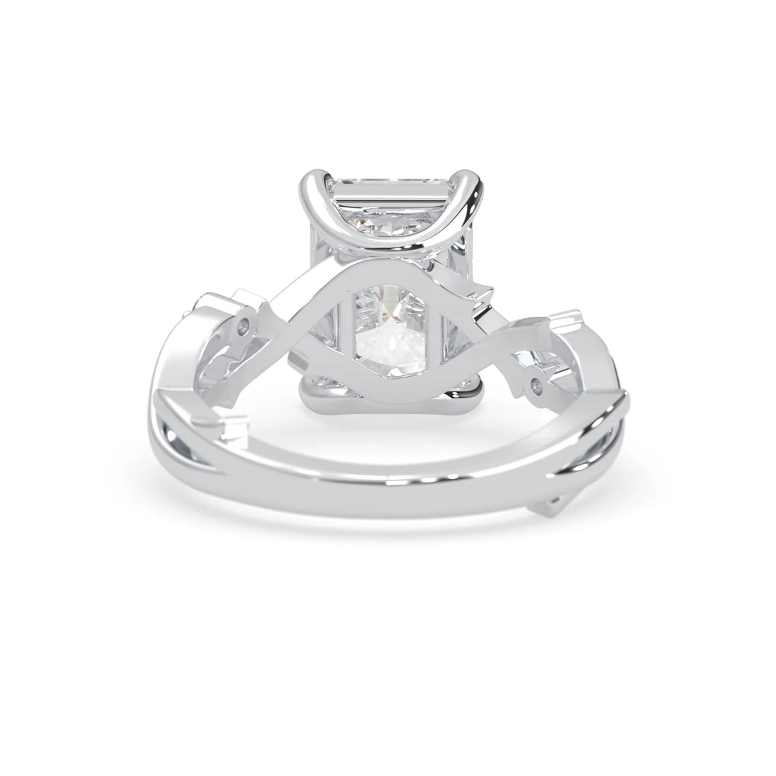OctaPearl 3.50 ct Radiant Nature Inspire Lab Grown Diamond Three Stone Engagement Ring