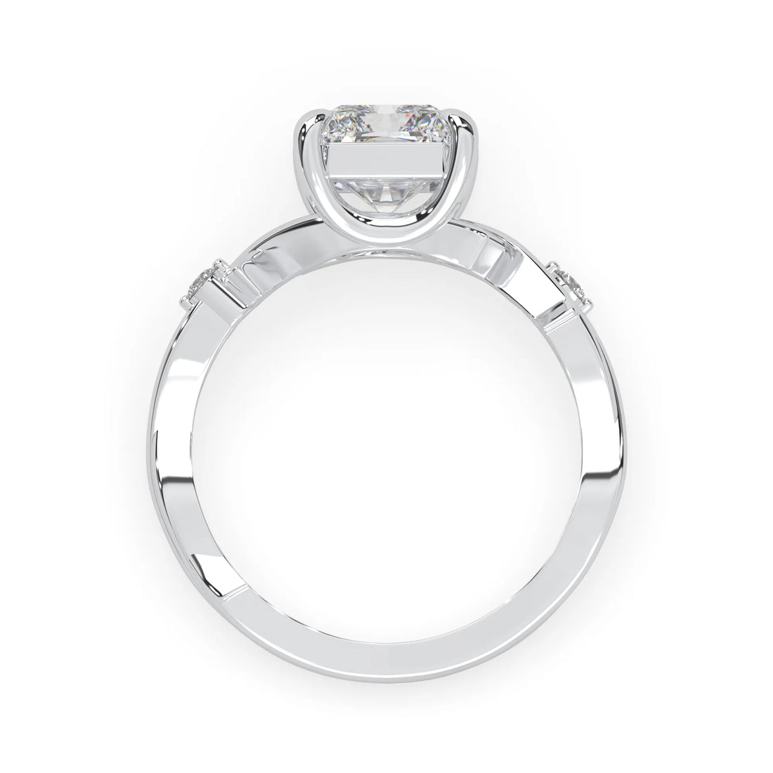 OctaPearl 3.50 ct Radiant Nature Inspire Lab Grown Diamond Three Stone Engagement Ring