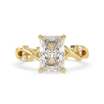 OctaPearl 3.50 ct Radiant Nature Inspire Lab Grown Diamond Three Stone Engagement Ring
