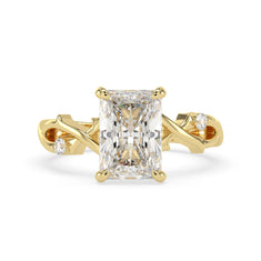 OctaPearl 3.50 ct Radiant Nature Inspire Lab Grown Diamond Three Stone Engagement Ring