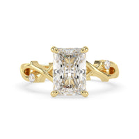 OctaPearl 3.50 ct Radiant Nature Inspire Lab Grown Diamond Three Stone Engagement Ring