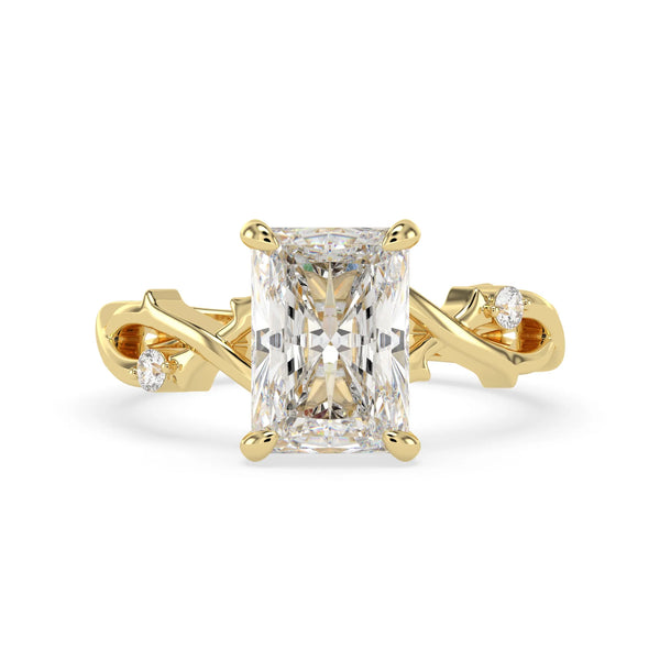 OctaPearl 3.50 ct Radiant Nature Inspire Lab Grown Diamond Three Stone Engagement Ring
