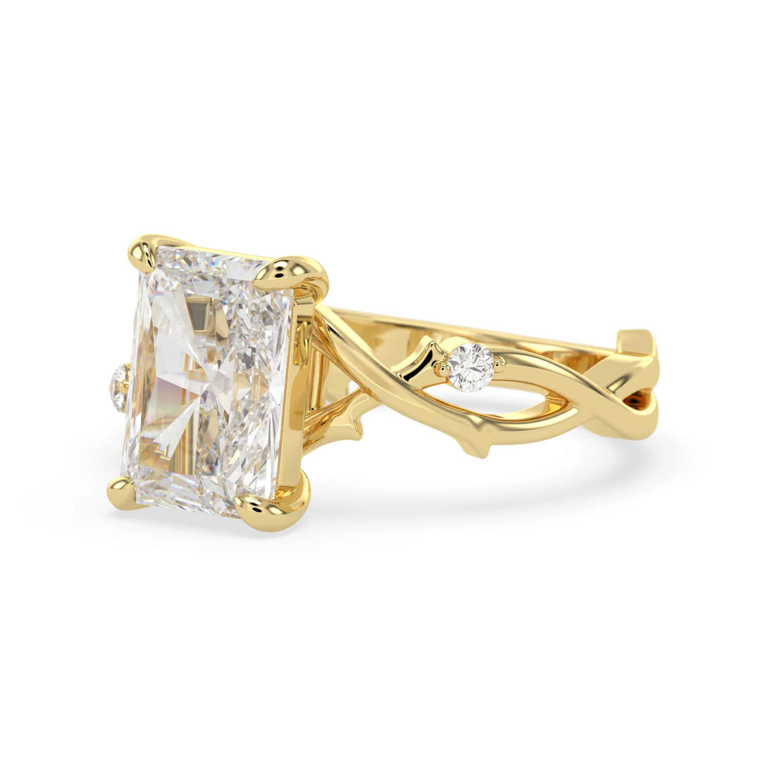 OctaPearl 3.50 ct Radiant Nature Inspire Lab Grown Diamond Three Stone Engagement Ring