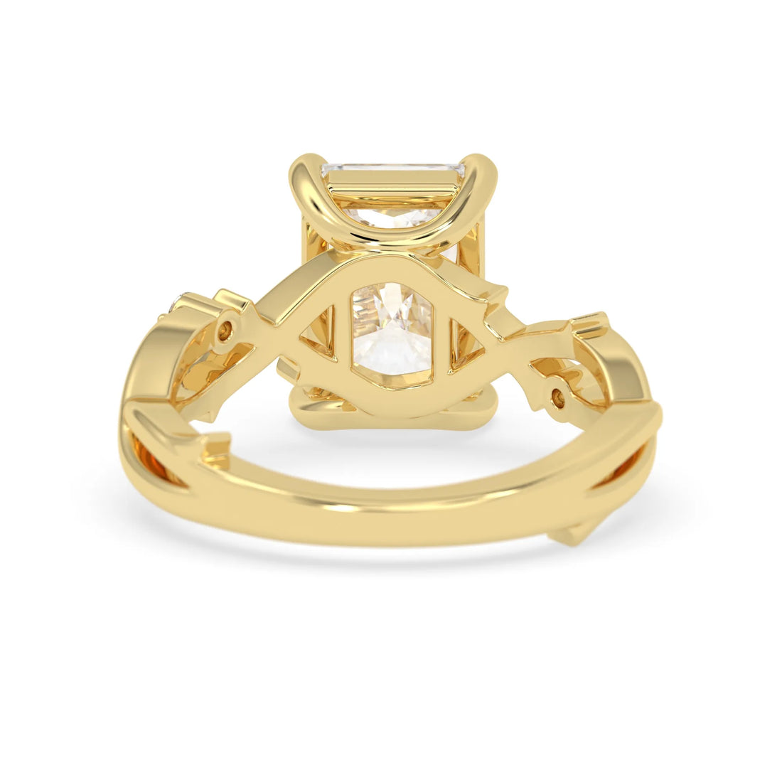 OctaPearl 3.50 ct Radiant Nature Inspire Lab Grown Diamond Three Stone Engagement Ring