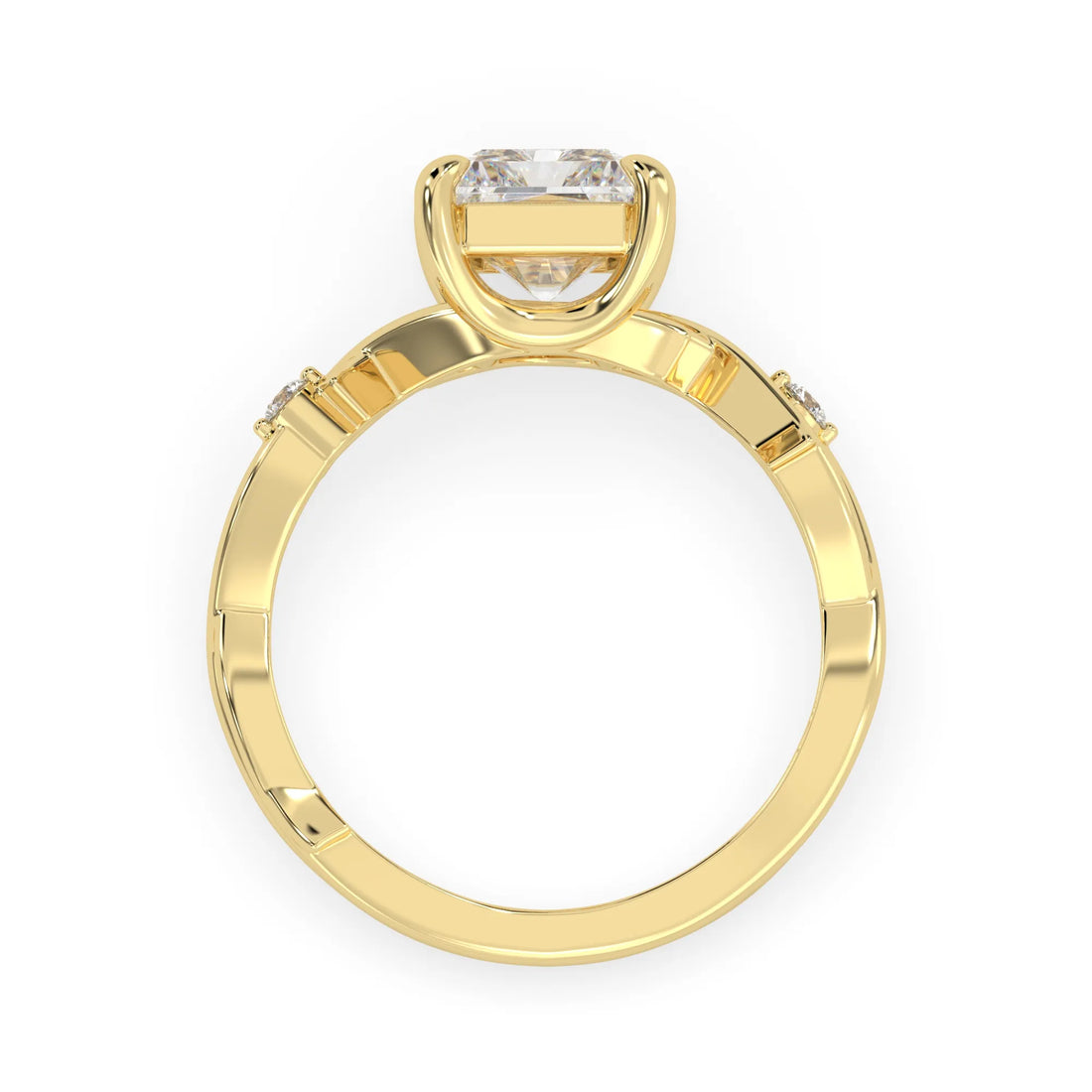 OctaPearl 3.50 ct Radiant Nature Inspire Lab Grown Diamond Three Stone Engagement Ring
