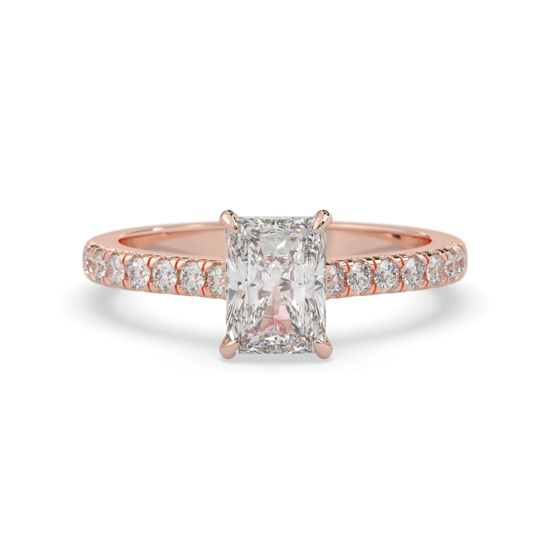 OctaPearl Radiant prong Set Lab Grown Diamond Pavé Engagement Ring