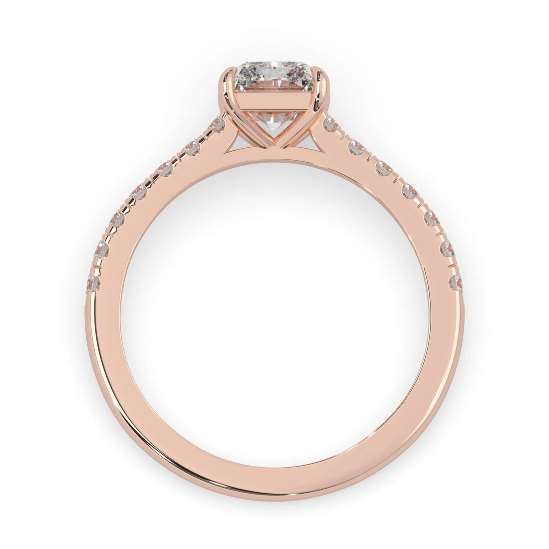 OctaPearl Radiant prong Set Lab Grown Diamond Pavé Engagement Ring