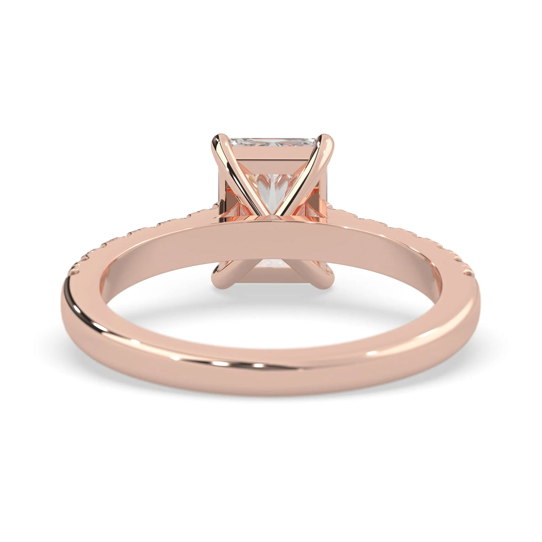 OctaPearl Radiant prong Set Lab Grown Diamond Pavé Engagement Ring