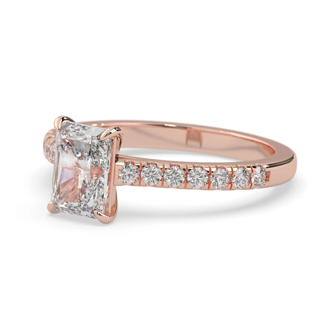 OctaPearl Radiant prong Set Lab Grown Diamond Pavé Engagement Ring