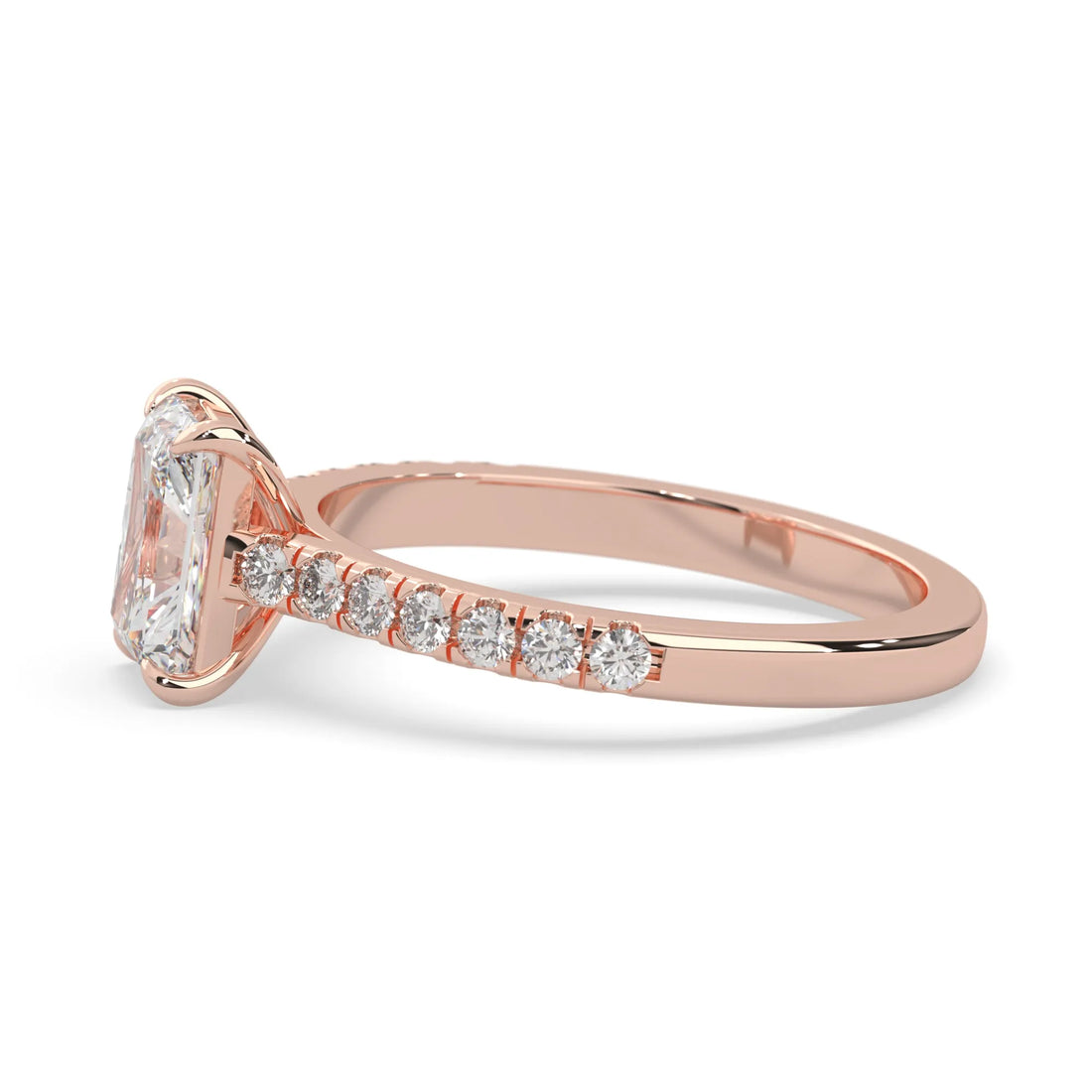 OctaPearl Radiant prong Set Lab Grown Diamond Pavé Engagement Ring